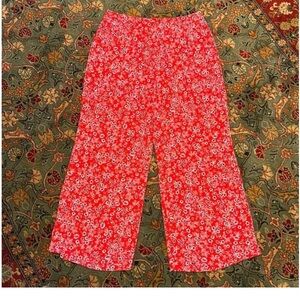 Red floral wide leg crop pants - Blue Life Size